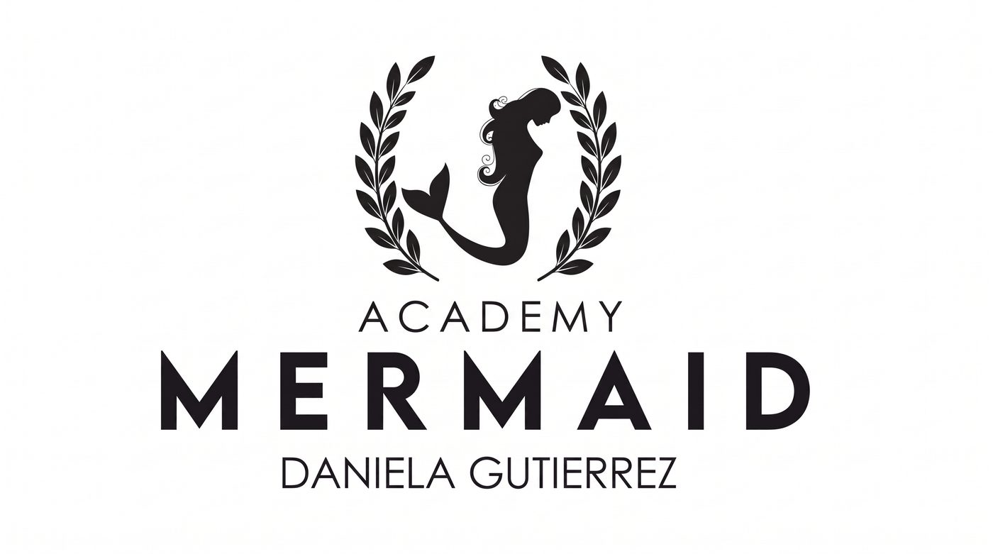 Logo negro de Mermaid Academy.