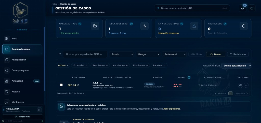 Expediente. Los datos del caso se leen en una sola ficha.